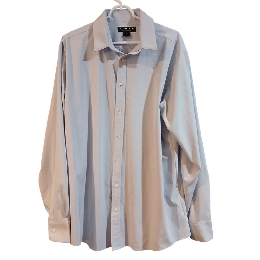 Mizzen + Main Performance Dress Shirt Mens XL Classic Fit Light Blue Long Sleeve